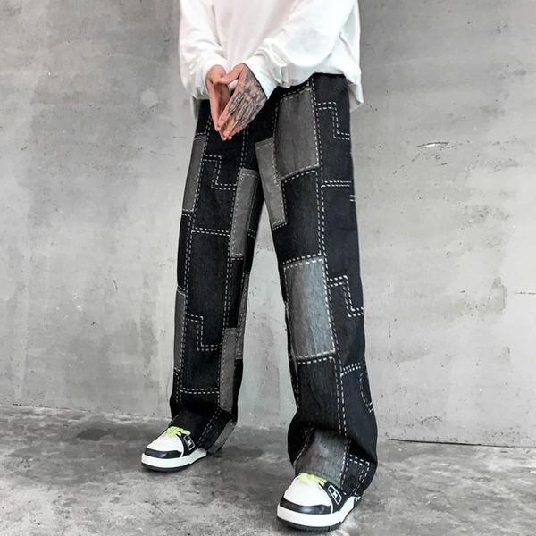 men's jeans 2021 autumn denim trousers loose younth straight mens stitching patchwork fashionable casual pants plus size, Blue
men's jeans 2021 autumn denim trousers loose younth straight mens stitching patchwork fashionable casual pants plus size, Blue
