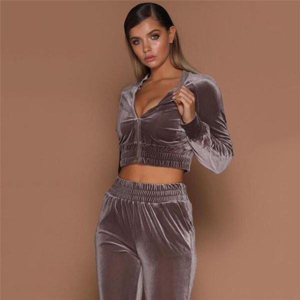 women's tracksuits autumn women set 2pcs o-neck long sleeve short zipper hoodies sweatshirt elasic waist pants velvet tracksuit casual, Gray
women's tracksuits autumn women set 2pcs o-neck long sleeve short zipper hoodies sweatshirt elasic waist pants velvet tracksuit casual, Gray