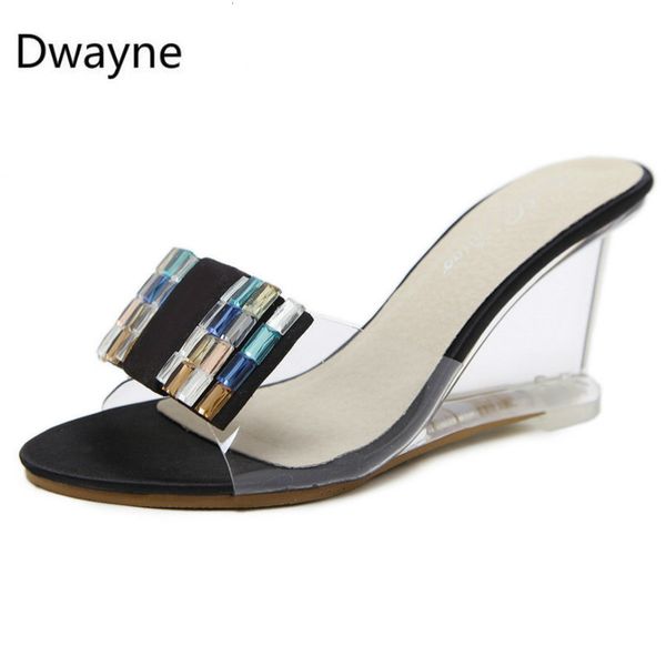slipper dwayne woman summer shoes platform flip flops high heels strass crystal wedges rtf5 sandals 9was, Black 
slipper dwayne woman summer shoes platform flip flops high heels strass crystal wedges rtf5 sandals 9was, Black