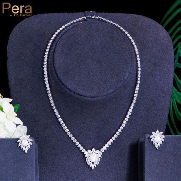earrings & necklace pera shiny white pearl flower design pendant cubic zirconia elegant wedding party neclace jewelry sets for brides j483, Silver
earrings & necklace pera shiny white pearl flower design pendant cubic zirconia elegant wedding party neclace jewelry sets for brides j483, Silver