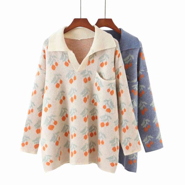 casual woman oversized v neck embroidery sweater fashion ladies autumn soft cherry pattern knitwear female loose 210515, White;black
casual woman oversized v neck embroidery sweater fashion ladies autumn soft cherry pattern knitwear female loose 210515, White;black