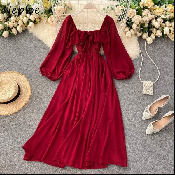 ruffles womens dress lace up slim waist dresses square collar solid color femme vestidos fashion lantern sleeve women, Black;gray
ruffles womens dress lace up slim waist dresses square collar solid color femme vestidos fashion lantern sleeve women, Black;gray