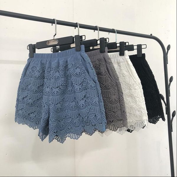 womens shorts lace women spring summer high waist elastic wide leg short white black lady feminino k597
womens shorts lace women spring summer high waist elastic wide leg short white black lady feminino k597