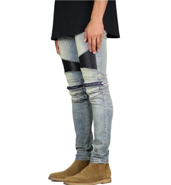 men's jeans zipper knee biker skinny high street fashion casual patchwork denim pants, Blue
men's jeans zipper knee biker skinny high street fashion casual patchwork denim pants, Blue