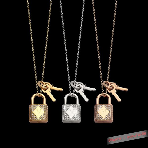 europe america fashion style lady women titanium steel necklace with engraved v initials full diamond lock double keys charm, Silver
europe america fashion style lady women titanium steel necklace with engraved v initials full diamond lock double keys charm, Silver