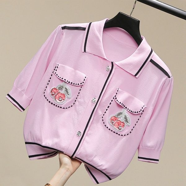women's knits & tees vintage summer beading sequines diamond button short sleeve knitted cardigan women slim thin woman sweater to, White
women's knits & tees vintage summer beading sequines diamond button short sleeve knitted cardigan women slim thin woman sweater to, White