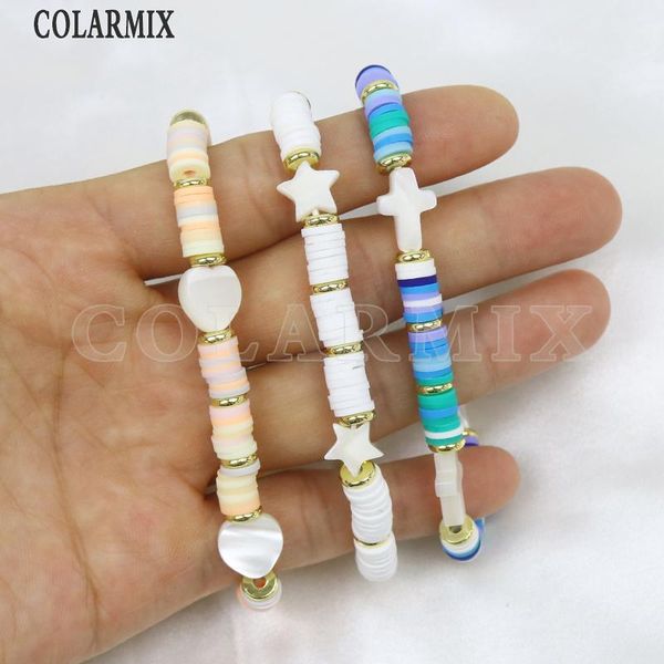 beaded, strands 6 pieces handmade polymer clay bracelet white shell bead jewelry chain women gift 9992, Black
beaded, strands 6 pieces handmade polymer clay bracelet white shell bead jewelry chain women gift 9992, Black