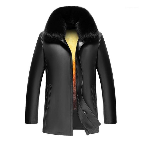 men's leather & faux mink liner sheep fur one coat, Black
men's leather & faux mink liner sheep fur one coat, Black