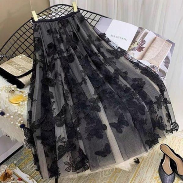 skirts butterfly embroidery women summer vintage a-line knee-length elegant solid female clothing quality, Black
skirts butterfly embroidery women summer vintage a-line knee-length elegant solid female clothing quality, Black