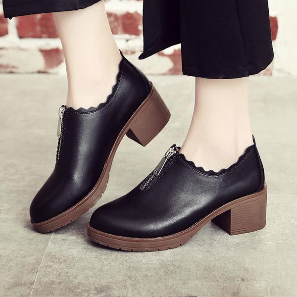 british style large size 40-43 yards women's shoes small thick with wild a retro student casual dress, Black
british style large size 40-43 yards women's shoes small thick with wild a retro student casual dress, Black
