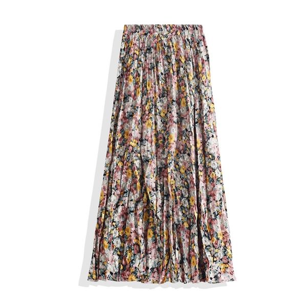 summer korean women fresh floral elastic waist skirt fashion chiffon casual high long 210527, Black
summer korean women fresh floral elastic waist skirt fashion chiffon casual high long 210527, Black