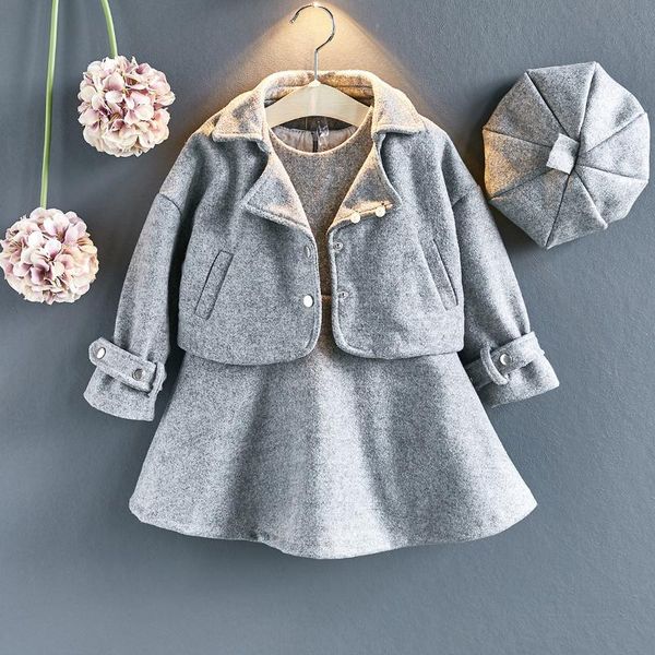 jackets 2021 children winter style temperament vest dress + jacket hats 3 pieces sets woolen clothes, Blue;gray
jackets 2021 children winter style temperament vest dress + jacket hats 3 pieces sets woolen clothes, Blue;gray