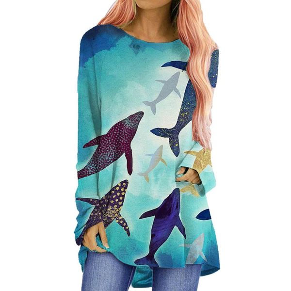 women's t-shirt women t shirt landscape printed long sleeve pullover loose clothing casual female, White
women's t-shirt women t shirt landscape printed long sleeve pullover loose clothing casual female, White