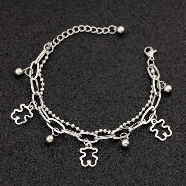 link, chain fashion stainless steel link bangle bracelets for women silver color beand bear beads jewelry gifts, Black
link, chain fashion stainless steel link bangle bracelets for women silver color beand bear beads jewelry gifts, Black