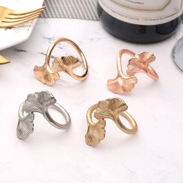 napkin rings 12pcs high-end el golden leaf buckle ring mouth cloth model room modern minimalist