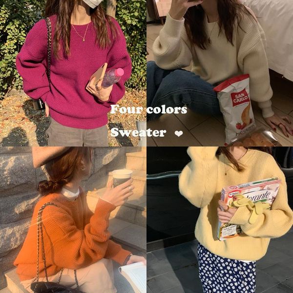 women's sweaters to film the spot han edition loose languid is lazy wind round collar pullovers female candy color outside wear, White;black
women's sweaters to film the spot han edition loose languid is lazy wind round collar pullovers female candy color outside wear, White;black