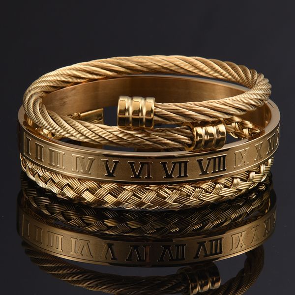 3pcs/set roman numeral men bracelet handmade stainless steel hemp rope buckle open bangles pulseira bileklik luxury jewelry, Golden;silver
3pcs/set roman numeral men bracelet handmade stainless steel hemp rope buckle open bangles pulseira bileklik luxury jewelry, Golden;silver