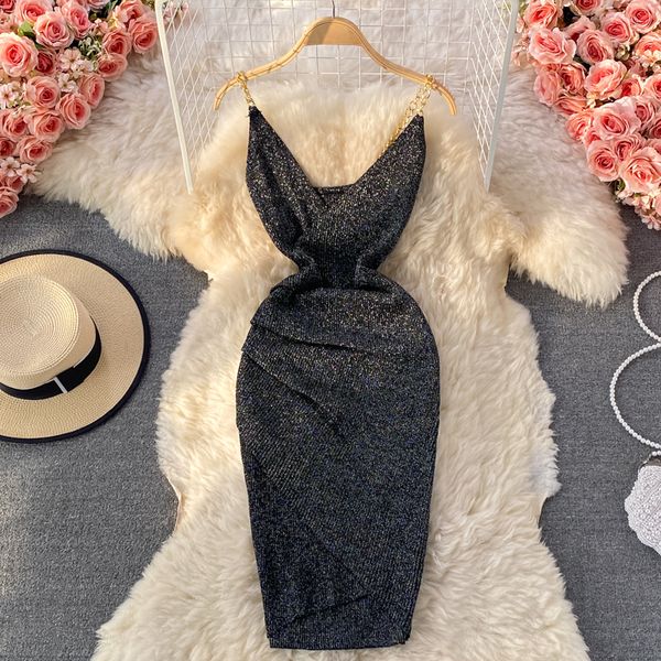 knitted spaghetti strap bodycon dress black/khaki v-neck sleeveless high waist chain strap vestidos summer female robe 2021, Black;gray
knitted spaghetti strap bodycon dress black/khaki v-neck sleeveless high waist chain strap vestidos summer female robe 2021, Black;gray