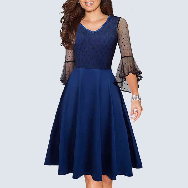 dresses vintage dot mesh patchwork female flare sleeve party women casual swing a-line summer ha050, Black;gray
dresses vintage dot mesh patchwork female flare sleeve party women casual swing a-line summer ha050, Black;gray