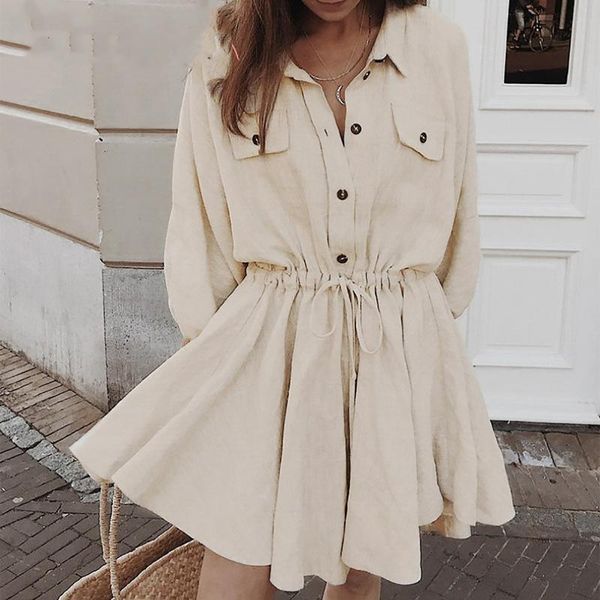 casual dresses 2021 autumn women's dress women high temperament lapel waist three-quarter sleeves cotton and linen solid color vestido, Black;gray
casual dresses 2021 autumn women's dress women high temperament lapel waist three-quarter sleeves cotton and linen solid color vestido, Black;gray