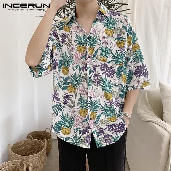 men's casual shirts men printed pineapple pattern half sleeve turn down collar shirt man summer vacation hawaiian beach incerun, White;black
men's casual shirts men printed pineapple pattern half sleeve turn down collar shirt man summer vacation hawaiian beach incerun, White;black