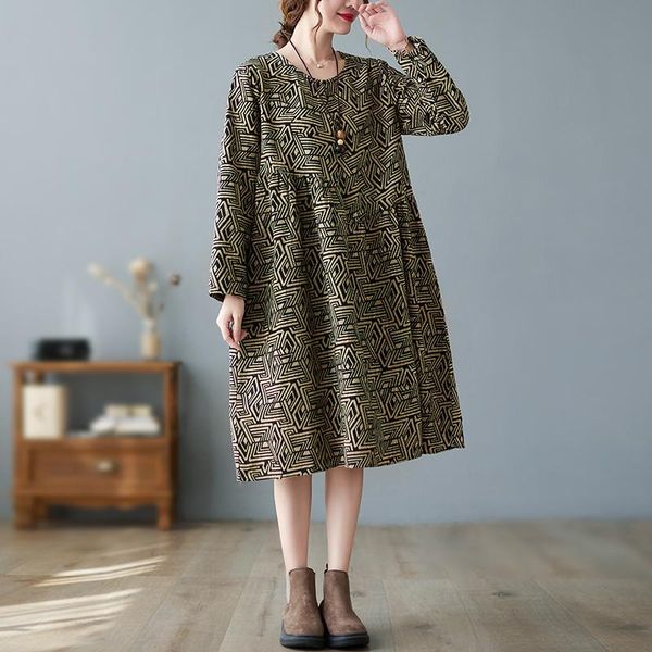 casual dresses 2021 arrival print geometric vintage autumn dress cotton linen loose office lady work women spring midi, Black;gray
casual dresses 2021 arrival print geometric vintage autumn dress cotton linen loose office lady work women spring midi, Black;gray