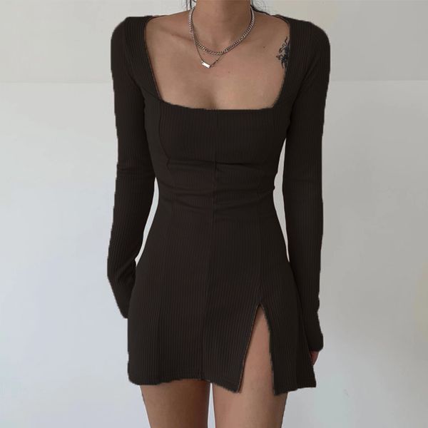 2021darlingaga elegant square neck ribbed black dress female knitted side split bodycon dress long sleeve fashion mini dresses basic, Black;gray
2021darlingaga elegant square neck ribbed black dress female knitted side split bodycon dress long sleeve fashion mini dresses basic, Black;gray