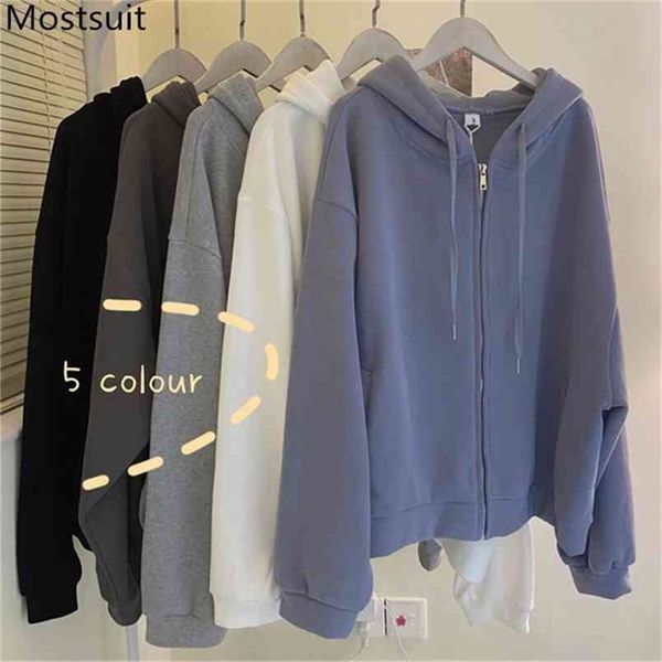 thick hooded sweatshirt coat women spring zip-up full sleeve solid loose basic fashion casual female jacket mujer 210513, Black;brown
thick hooded sweatshirt coat women spring zip-up full sleeve solid loose basic fashion casual female jacket mujer 210513, Black;brown