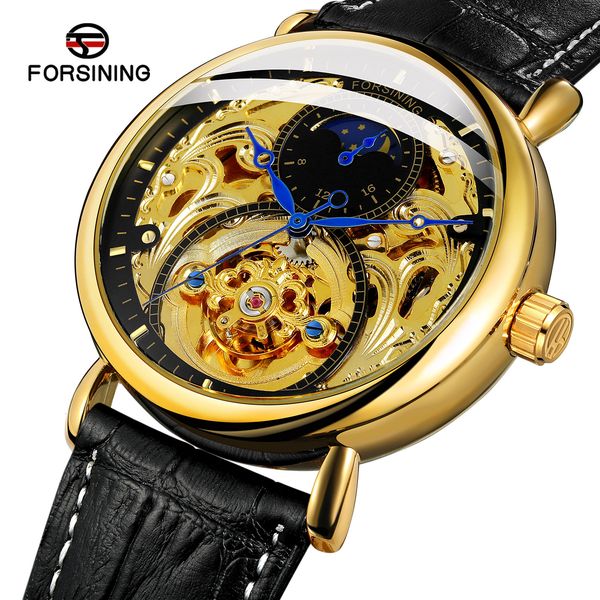 forsining brand gentlemen clock vintage moon phase skeleton tours automatic s leather band causal male, Slivery;brown
forsining brand gentlemen clock vintage moon phase skeleton tours automatic s leather band causal male, Slivery;brown