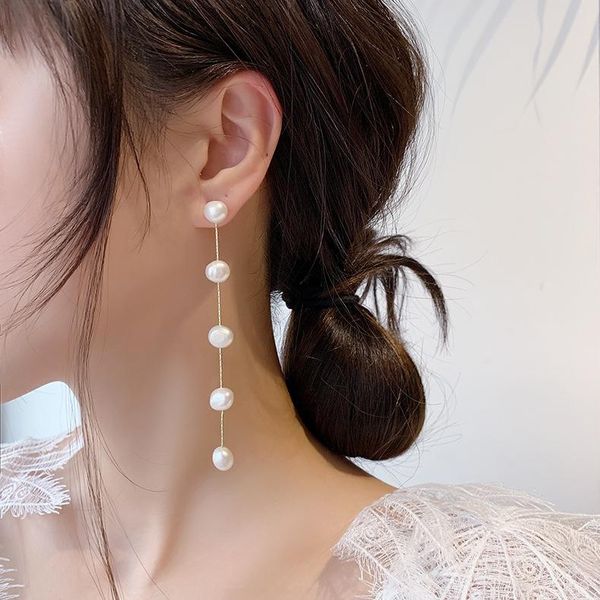 hoop & huggie long chain freshwater pearl tassel drop earrings for women girls elegant stud party jewelry, Golden;silver
hoop & huggie long chain freshwater pearl tassel drop earrings for women girls elegant stud party jewelry, Golden;silver