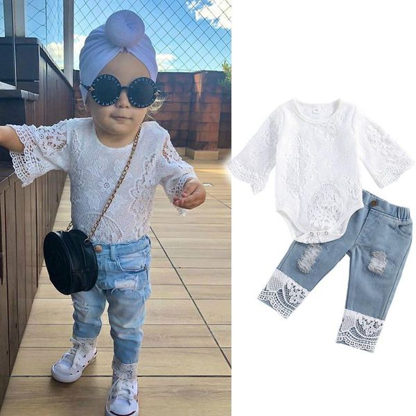 clothing sets autumn baby girls clothes lace flowers long sleeve romper blue denim pants 2pcs kids outfits, White
clothing sets autumn baby girls clothes lace flowers long sleeve romper blue denim pants 2pcs kids outfits, White