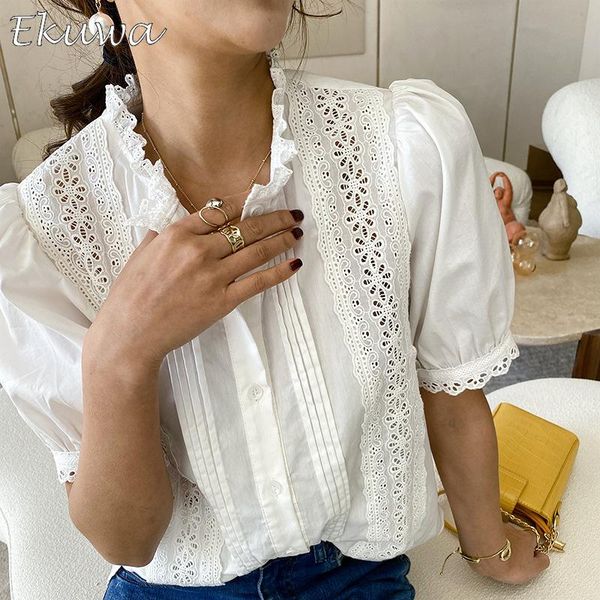 women's blouses & shirts ekuwa 2021 chic fashion puff sleeve stand collar hollow out flower lace patchwork shirt all-match women blouse, White
women's blouses & shirts ekuwa 2021 chic fashion puff sleeve stand collar hollow out flower lace patchwork shirt all-match women blouse, White