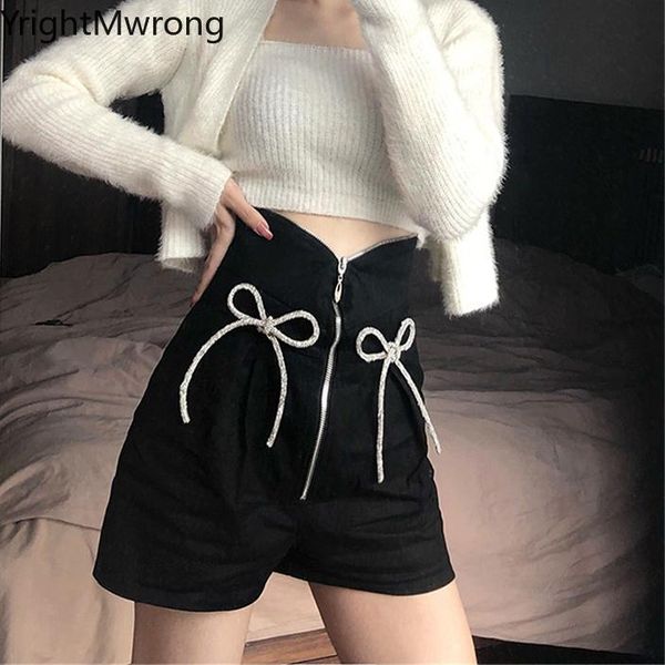 women's shorts glitter bow front zipper up high waist slim black short women fashion party club streetwear goth luxury aesthetic elegan, White;black
women's shorts glitter bow front zipper up high waist slim black short women fashion party club streetwear goth luxury aesthetic elegan, White;black