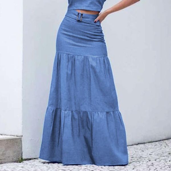 skirts 2021 women solid long elastic waist pleated maxi beach ruffle vintage summer belt faldas saia party bottoms, Black
skirts 2021 women solid long elastic waist pleated maxi beach ruffle vintage summer belt faldas saia party bottoms, Black