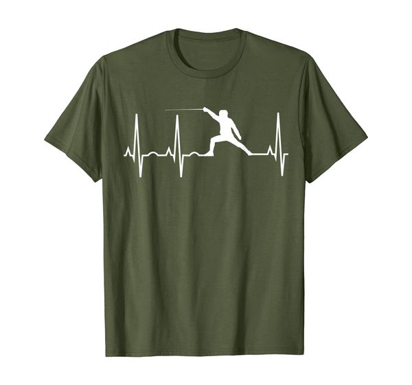 fencing heartbeat shirt for fencers - foil epee saber tee, White;black