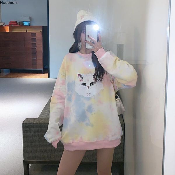 houthion women sweater the fashion casual temperament loose long sleeve round neck tie dye cat printing pullovers women's sweaters, White;black
houthion women sweater the fashion casual temperament loose long sleeve round neck tie dye cat printing pullovers women's sweaters, White;black