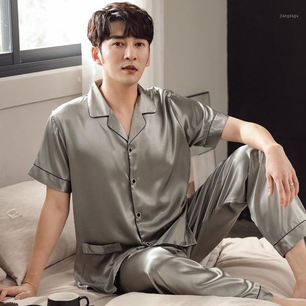 summer silk men short sleeve pajamas +long pants two pieces set mens sleepwear loose soft plus size 3xl male nightwear men's, Black;brown
summer silk men short sleeve pajamas +long pants two pieces set mens sleepwear loose soft plus size 3xl male nightwear men's, Black;brown