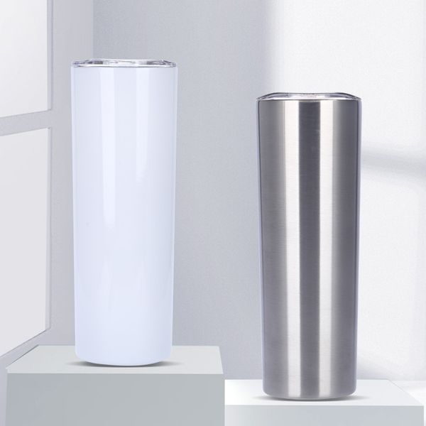 20oz slimming skinny tumbler stainless steel straight thermal cold insulation straw automobile cup, White
20oz slimming skinny tumbler stainless steel straight thermal cold insulation straw automobile cup, White
