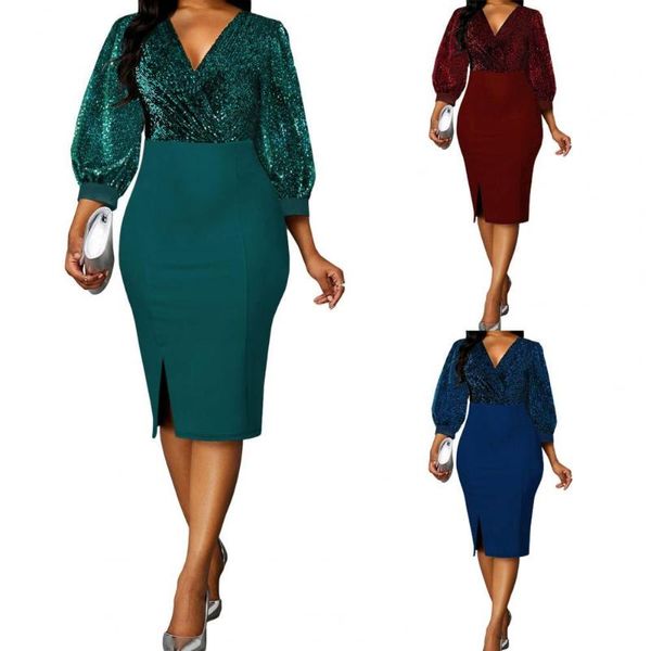 casual dresses plus size women formal dress shiny v neck elegant 3/4 lantern sleeve patchwork evening party bodycon wedding 5xl, Black;gray
casual dresses plus size women formal dress shiny v neck elegant 3/4 lantern sleeve patchwork evening party bodycon wedding 5xl, Black;gray