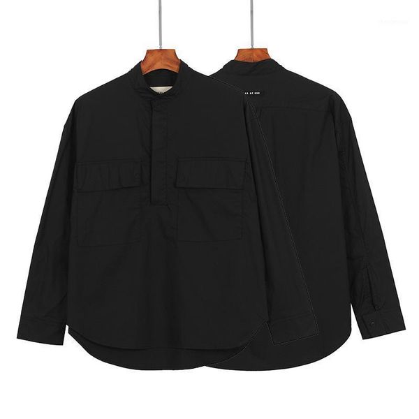 men's dress shirts chao brand fog black henry collar long sleeve shirt youth high street, White;black
men's dress shirts chao brand fog black henry collar long sleeve shirt youth high street, White;black