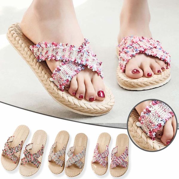 slippers women printed flat sandals female imitation straw woven rope cross strap beach shoes 2021 claquette femme, Black
slippers women printed flat sandals female imitation straw woven rope cross strap beach shoes 2021 claquette femme, Black