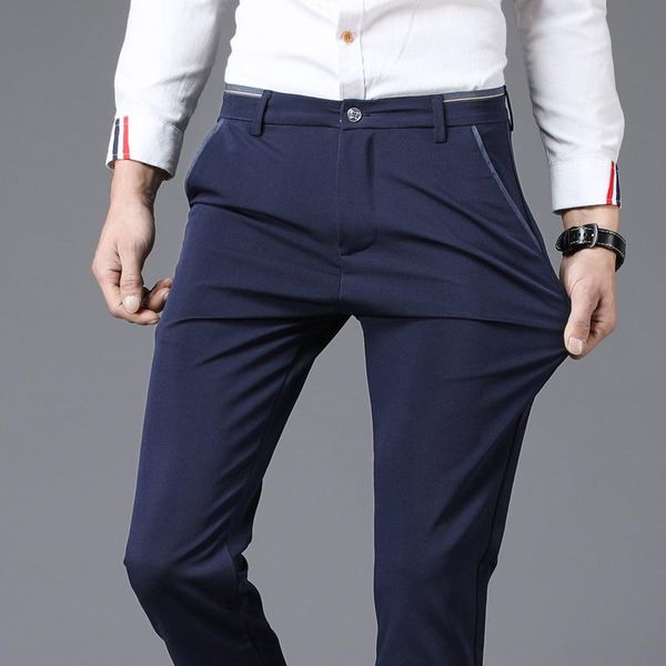 men fashion casual pants stretch slim straight long solid color formal business trousers four seasons men's, Black
men fashion casual pants stretch slim straight long solid color formal business trousers four seasons men's, Black