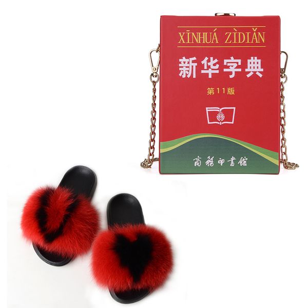 slippers vogue dictionary bags women fashion chain shoulder small square bag pure color handbag with fur slides purse 7rfr, Black 
slippers vogue dictionary bags women fashion chain shoulder small square bag pure color handbag with fur slides purse 7rfr, Black