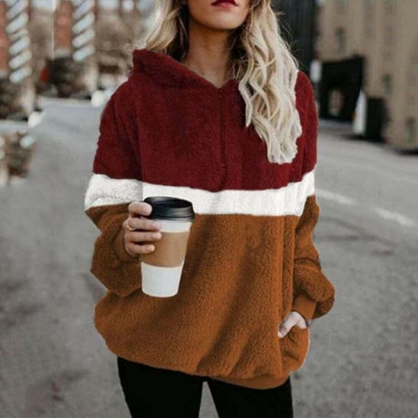 winter women warm fluffy fleece pocket hoodies zipper patchwork jacket loose long sleeve hooded jumper casual coat women's jackets, Black;brown
winter women warm fluffy fleece pocket hoodies zipper patchwork jacket loose long sleeve hooded jumper casual coat women's jackets, Black;brown