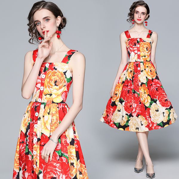 fashion floral printed resort halter dress women 2022 summer slim ladies button design beach casual dresses runway sleeveless tropical party, Black;gray
fashion floral printed resort halter dress women 2022 summer slim ladies button design beach casual dresses runway sleeveless tropical party, Black;gray