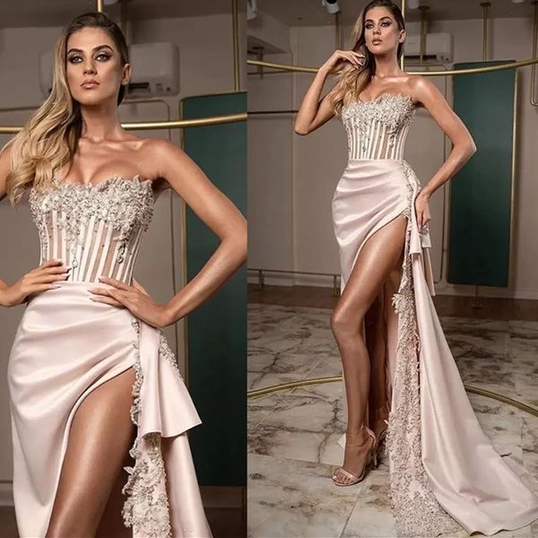 arabic aso ebi corset evening dresses 2022 high split strpless lace appliques beaded special occasion party gowns mermaid sweep train women, Black;red
arabic aso ebi corset evening dresses 2022 high split strpless lace appliques beaded special occasion party gowns mermaid sweep train women, Black;red