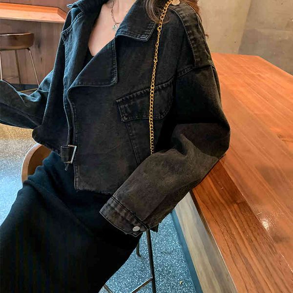 ly varey lin vintage denim loose coat women spring turndown collar retro short jean jacket big pocket female overcoat 201014, Black;brown
ly varey lin vintage denim loose coat women spring turndown collar retro short jean jacket big pocket female overcoat 201014, Black;brown