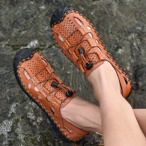 summer men casual sandals breathable genuine leather hiking sandals men handmade outdoor beach shoes non-slip zapatos de hombre, Black
summer men casual sandals breathable genuine leather hiking sandals men handmade outdoor beach shoes non-slip zapatos de hombre, Black