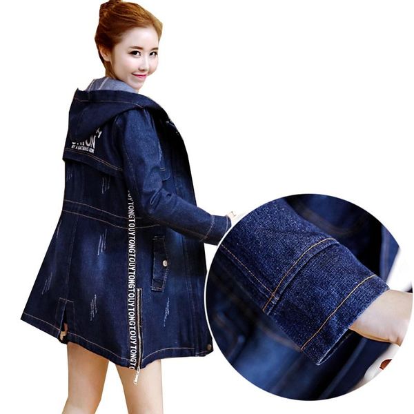 women's trench coats women denim jacket spring fashion pockets mid-long woman zipper jeans jackets casaco long sleeve hooded, Tan;black
women's trench coats women denim jacket spring fashion pockets mid-long woman zipper jeans jackets casaco long sleeve hooded, Tan;black