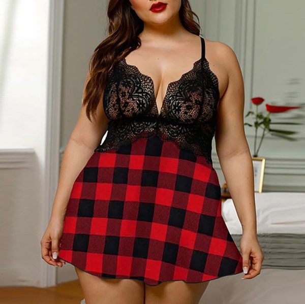 women's sleepwear plus size christmas lace babydoll women deep v lingerie dress suit spaghetti bralette+thong nightgown set pajamas len, Black;red
women's sleepwear plus size christmas lace babydoll women deep v lingerie dress suit spaghetti bralette+thong nightgown set pajamas len, Black;red
